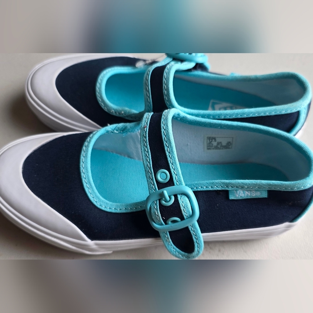 Vans Kids' Blue and White Shoes - Picture 4 of 6